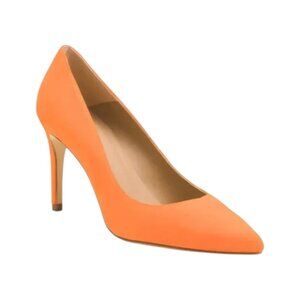 LK BENNETT Orange Made In Spain Suede Floret Pointy Toe Court Pumps